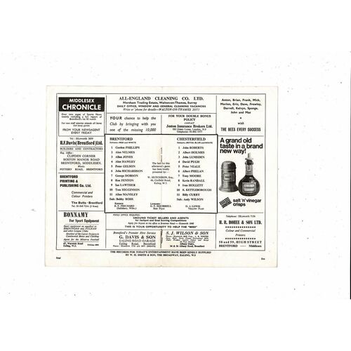 1967/68 Brentford v Chesterfield Football Programme