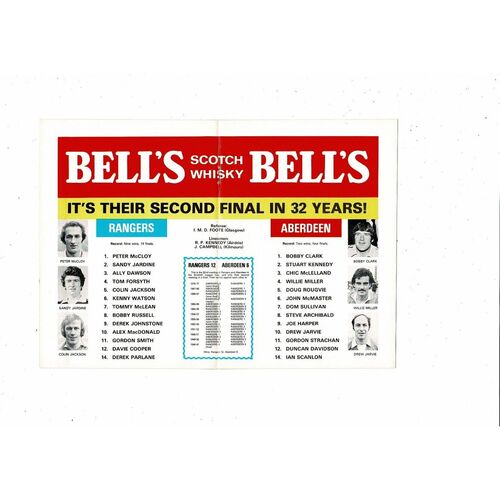 1979 Rangers v Aberdeen Scottish League Cup Final Football Programme. March