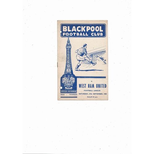 1958/59 Blackpool v West Ham United Football Programme