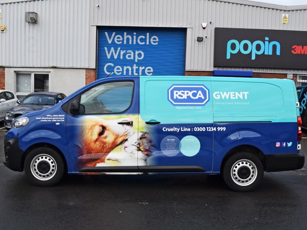 Peugeot Expert van with full branded RSPCA vehicle wrap.