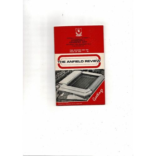 1972/73 Liverpool v Coventry City Football Programme + League Review