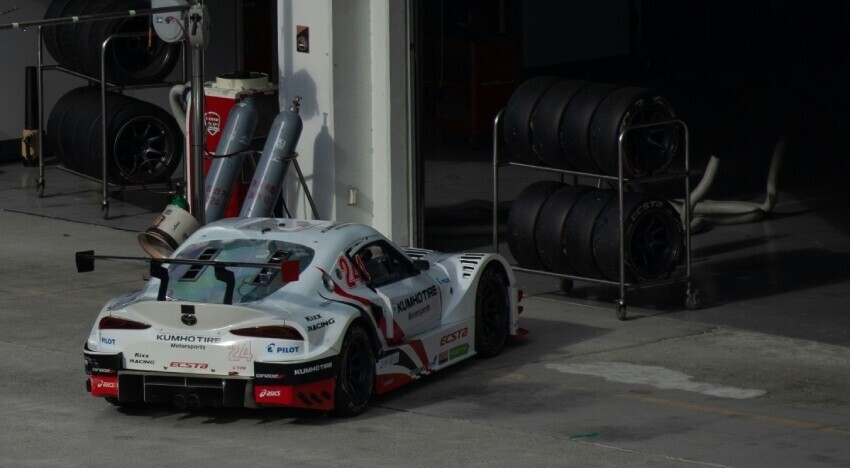 Custom motorsport wrap and graphics on a Toyota GR Supra race car
