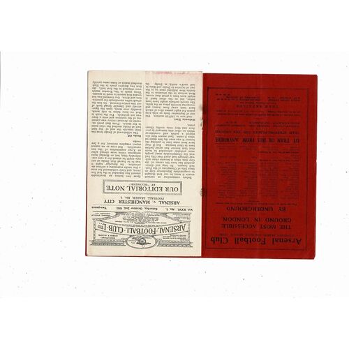 1937/38 Arsenal v Manchester City Football Programme
