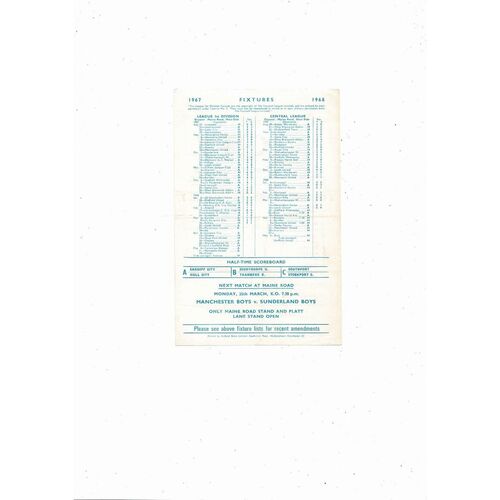 Manchester City v Sheffield Wednesday Central League Football Programme 1967/68