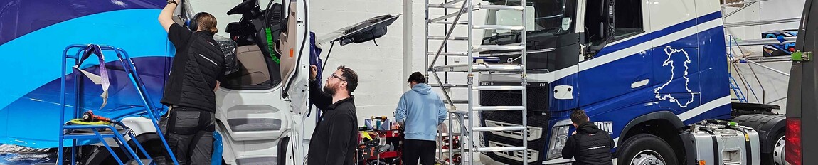 HGV vehicle wrap installation at Popin in Cardiff.