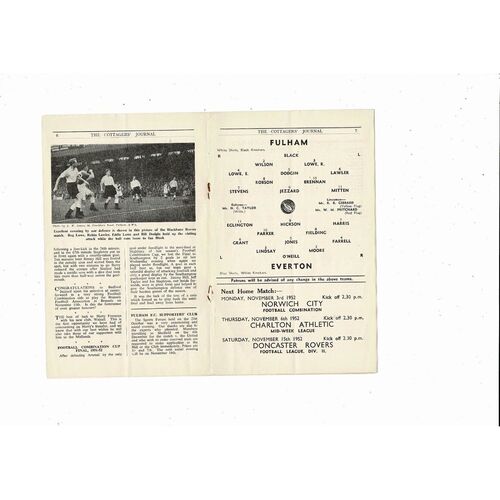 1952/53 Fulham v Everton Football Programme