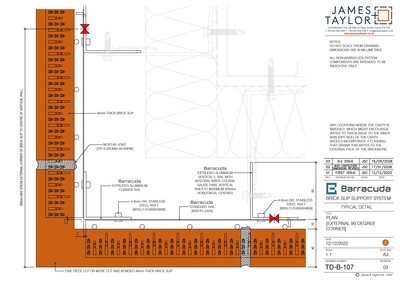 System Drawings | jamesandtaylor limited | Terracotta Tile Facade | Facing Brick System | Facade Metal