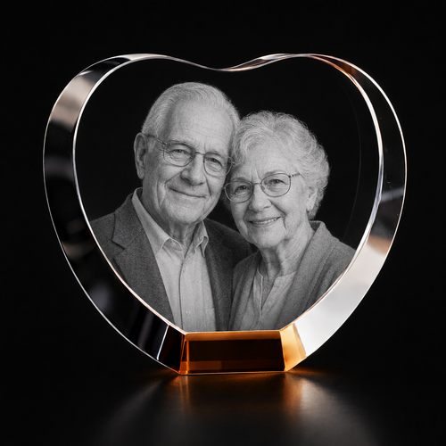 Personalised 3D XXXL Crystal Heart Photo Gift UK – Romantic Laser Engraved Crystal