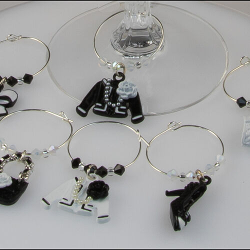 Enamel Boutique Wine Glass Charms - set 6