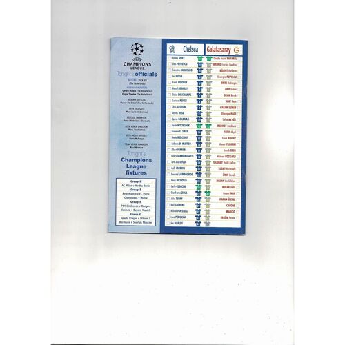 Chelsea v Galatasaray Champions League Football Programme 1999/00