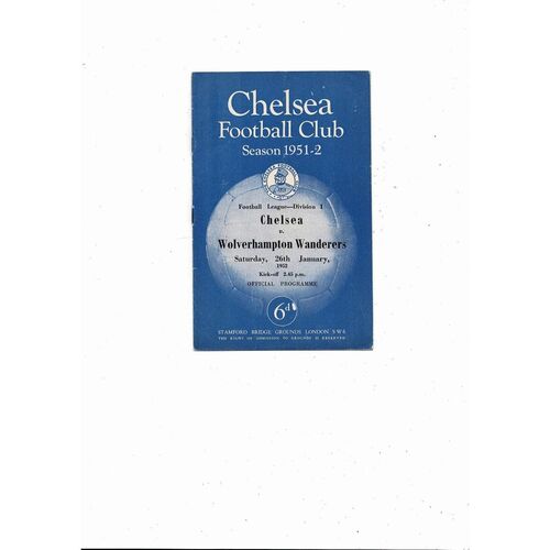 1951/52 Chelsea v Wolves Football Programme