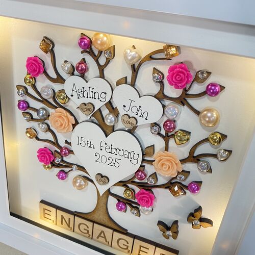 Personalised Engagement Frame with Names & Date – Tree Keepsake Gift