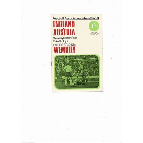 1965 England v Austria Football Programme