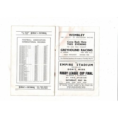 1934 England v Scotland Home International Original Football Programme