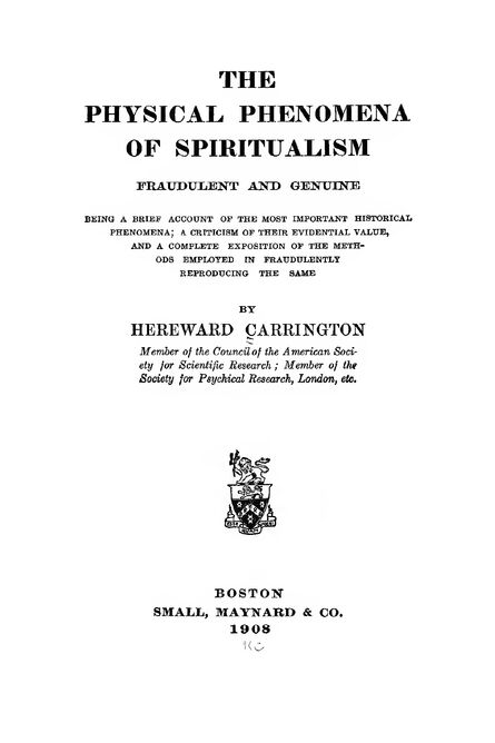 1908 | The Physical Phenomena of Spiritualism