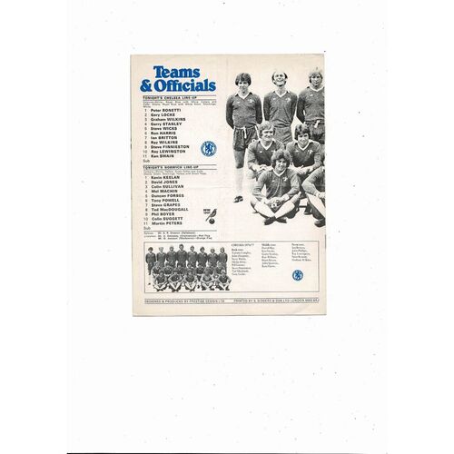 Chelsea v Norwich City Anglo Scottish Cup Football Programme 1976/77