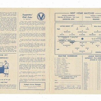 1955/56 Leyton Orient v Birmingham City FA Cup Football Programme