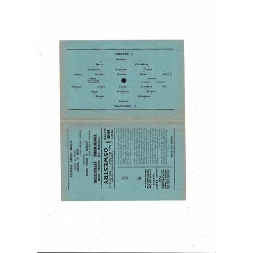 1965/66 Chester v Tranmere Rovers Cheshire Bowl Semi Final Football Programme