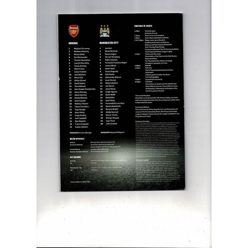 2014 Arsenal v Manchester City Charity Shield Football Programme