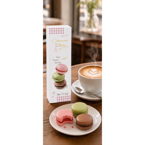 Macarons De Pauline Assorted Stick Pack – Pistachio, Chocolate & Strawberry 36g