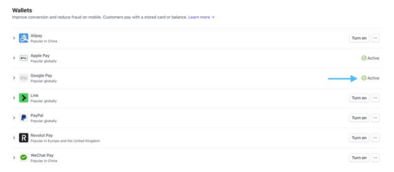 Stripe: How to enable Google Pay | Webfactory Support | Webfactory