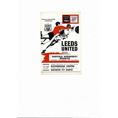Leeds United v Sheffield Wednesday Central League Football Programme 1970/71