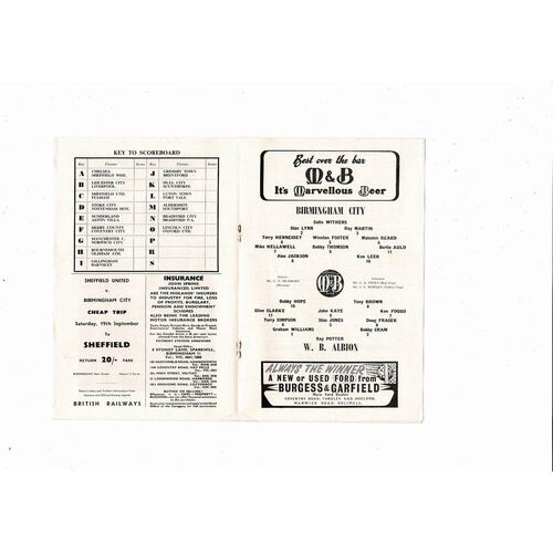 1964/65 Birmingham City v West Bromwich Albion Football Programme