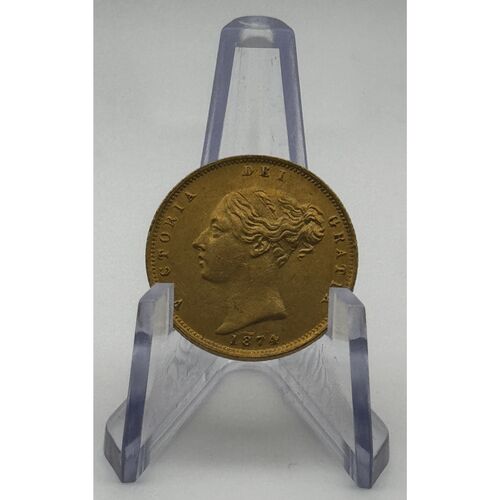 1874 Queen Victoria shield back gold half sovereign