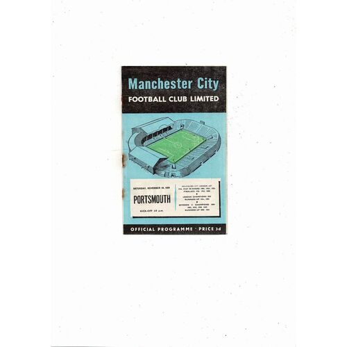 1956/57 Manchester City v Portsmouth Football Programme