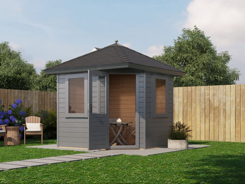 2.4mtr x 2.4mtr 44mm walled Pyramid Roof Cabin