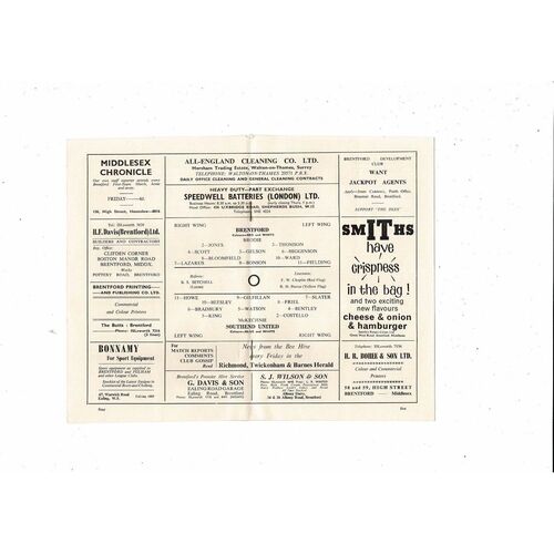 1964/65 Brentford v Southend United League Cup Football Programme