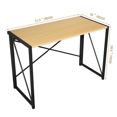 Folding Desk 80 cm Foldable Computer Desk Table No Assembly Home Office Miami (Natural)