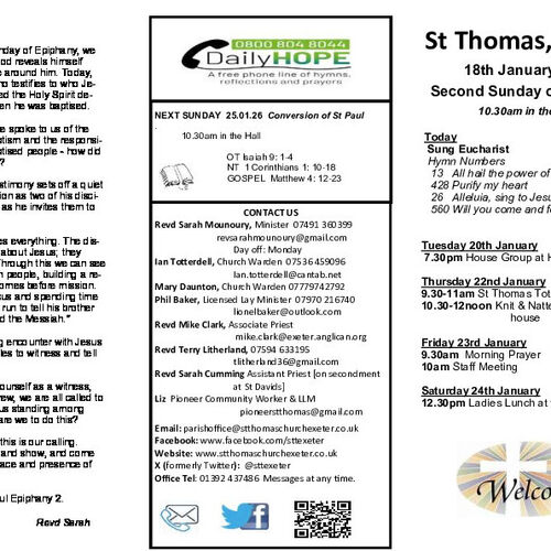 Pew Sheet | The Parish of St Thomas, Exeter