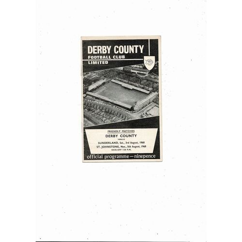 Derby County v Sunderland & St Johnstone Friendly Football Programme 1968/69