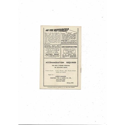 Brentford v Queens Park Rangers Friendly Football Programme 1954/55