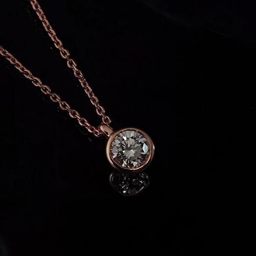 Rubover diamond solitaire pendant in 9ct rose gold