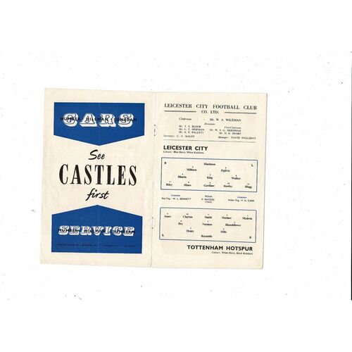1957/58 Leicester City v Tottenham Hotspur Football Programme