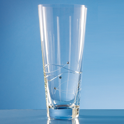 Diamante Conical Vase with Spiral Design Cutting 30cm