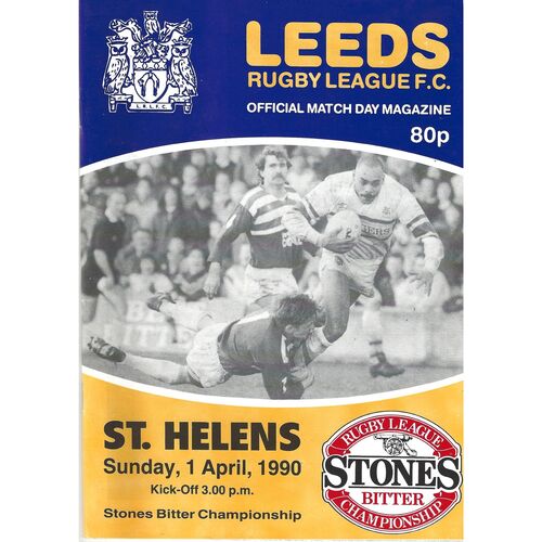 1989/90 Leeds v St. Helens (01/04/1990) Rugby League Programme