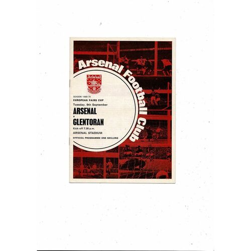 Arsenal v Glentoran Fairs Cup Football Programme 1969/70