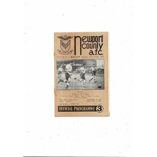1954/55 Newport County v Football Programme