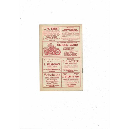 1956/57 Barnsley v Fulham Football Programme