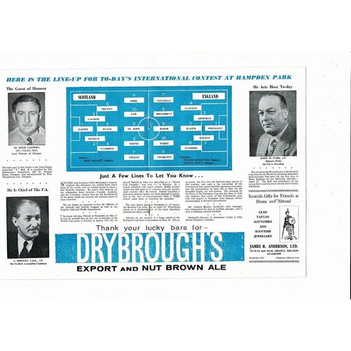 1960 Scotland v England Football Programme