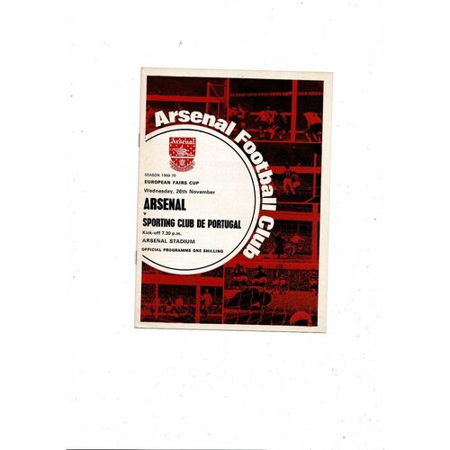 Arsenal v Sporting Club Fairs Cup Football Programme 1969/70