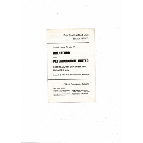 1970/71 Brentford v Peterborough United Football Programme
