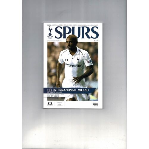 Tottenham Hotspur v Inter Milan Europa League Football Programme 2012/13