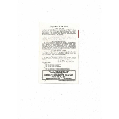 1961/62 Brentford v Watford Football Programme