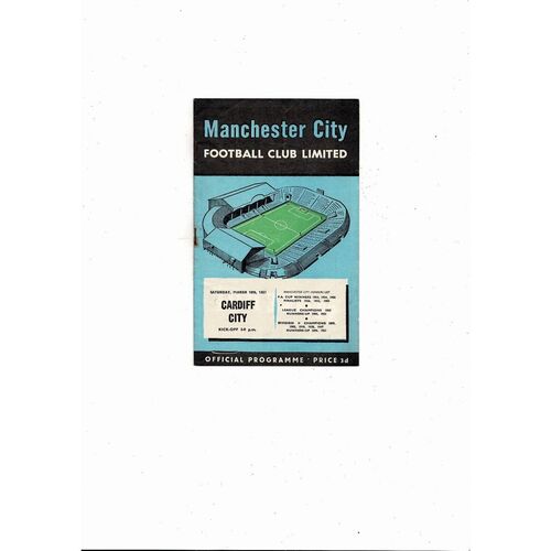 1956/57 Manchester City v Cardiff City Football Programme