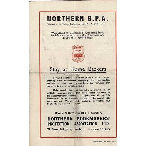 1953 St. Helens v Warrington (28/03/1953) Rugby League Challenge Cup Semi Final Programme
