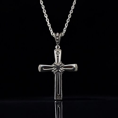 Baltic Amber cross necklace in sterling silver